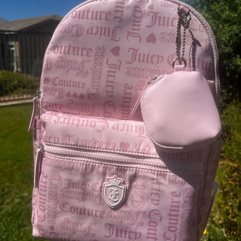 Juicy Couture Pink Logo Mini Backpack with Detachable Coin Pouch